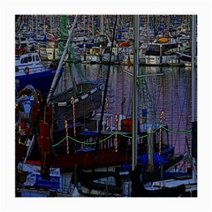 Christmas Boats In Harbor Medium Glasses Cloth (2-side) by Nexatart