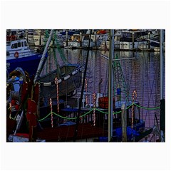 Christmas Boats In Harbor Large Glasses Cloth by Nexatart