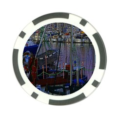 Christmas Boats In Harbor Poker Chip Card Guard by Nexatart