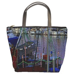 Christmas Boats In Harbor Bucket Bags by Nexatart