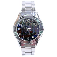 Christmas Boats In Harbor Stainless Steel Analogue Watch by Nexatart