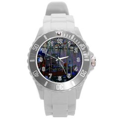 Christmas Boats In Harbor Round Plastic Sport Watch (l) by Nexatart