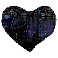 Christmas Boats In Harbor Large 19  Premium Heart Shape Cushions by Nexatart