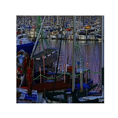 Christmas Boats In Harbor Small Satin Scarf (square) by Nexatart