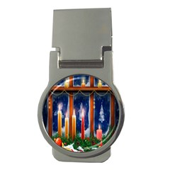 Christmas Lighting Candles Money Clips (round)  by Nexatart