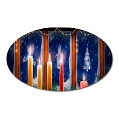 Christmas Lighting Candles Oval Magnet by Nexatart