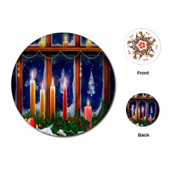 Christmas Lighting Candles Playing Cards (round)  by Nexatart