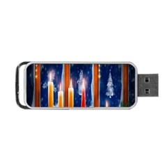 Christmas Lighting Candles Portable Usb Flash (one Side) by Nexatart