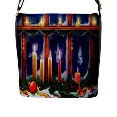 Christmas Lighting Candles Flap Messenger Bag (l)  by Nexatart