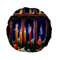 Christmas Lighting Candles Standard 15  Premium Flano Round Cushions by Nexatart