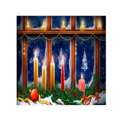 Christmas Lighting Candles Small Satin Scarf (square) by Nexatart