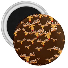 Christmas Reindeer Pattern 3  Magnets by Nexatart