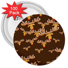 Christmas Reindeer Pattern 3  Buttons (100 Pack)  by Nexatart