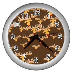 Christmas Reindeer Pattern Wall Clocks (silver)  by Nexatart