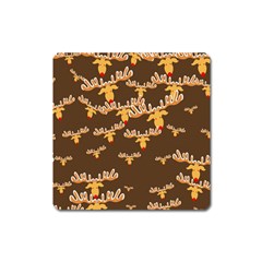 Christmas Reindeer Pattern Square Magnet by Nexatart