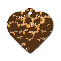 Christmas Reindeer Pattern Dog Tag Heart (one Side) by Nexatart