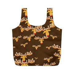 Christmas Reindeer Pattern Full Print Recycle Bags (m)  by Nexatart