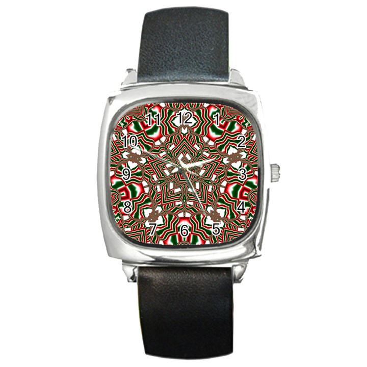 Christmas Kaleidoscope Square Metal Watch