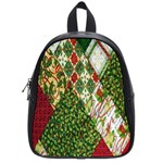 Christmas Quilt Background School Bags (Small)  Front