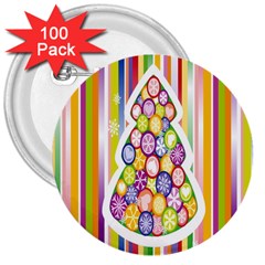 Christmas Tree Colorful 3  Buttons (100 Pack)  by Nexatart