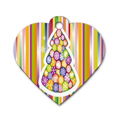 Christmas Tree Colorful Dog Tag Heart (two Sides) by Nexatart