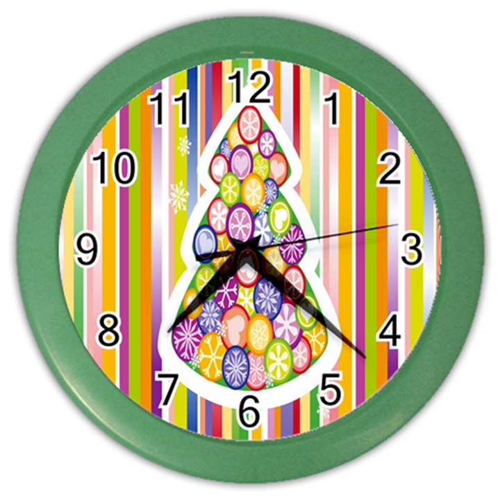 Christmas Tree Colorful Color Wall Clocks