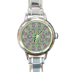 Modern Ornate Geometric Pattern Round Italian Charm Watch by dflcprints