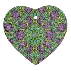 Modern Ornate Geometric Pattern Heart Ornament (two Sides)