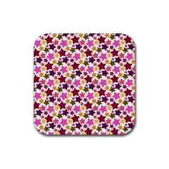 Christmas Star Pattern Rubber Coaster (square)  by Nexatart