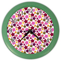 Christmas Star Pattern Color Wall Clocks