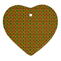 Christmas Trees Pattern Heart Ornament (two Sides) by Nexatart