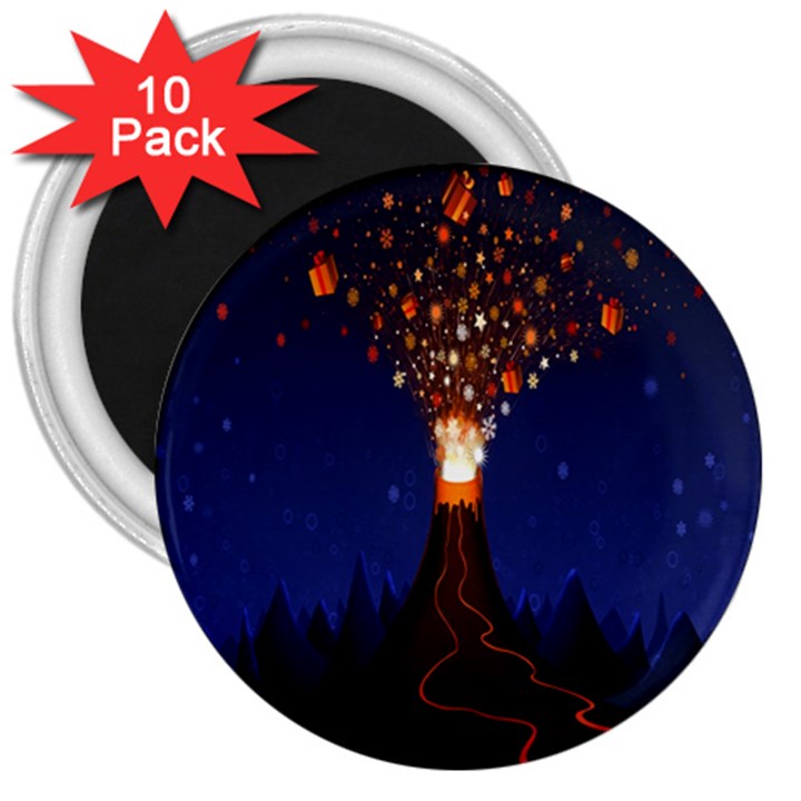 Christmas Volcano 3  Magnets (10 pack) 