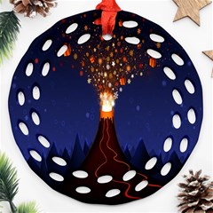 Christmas Volcano Ornament (round Filigree) by Nexatart