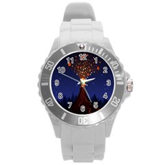 Christmas Volcano Round Plastic Sport Watch (l) by Nexatart