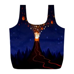 Christmas Volcano Full Print Recycle Bags (l)  by Nexatart