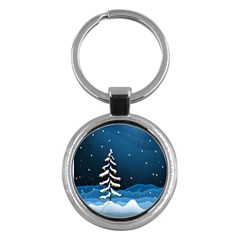 Christmas Xmas Fall Tree Key Chains (round)  by Nexatart