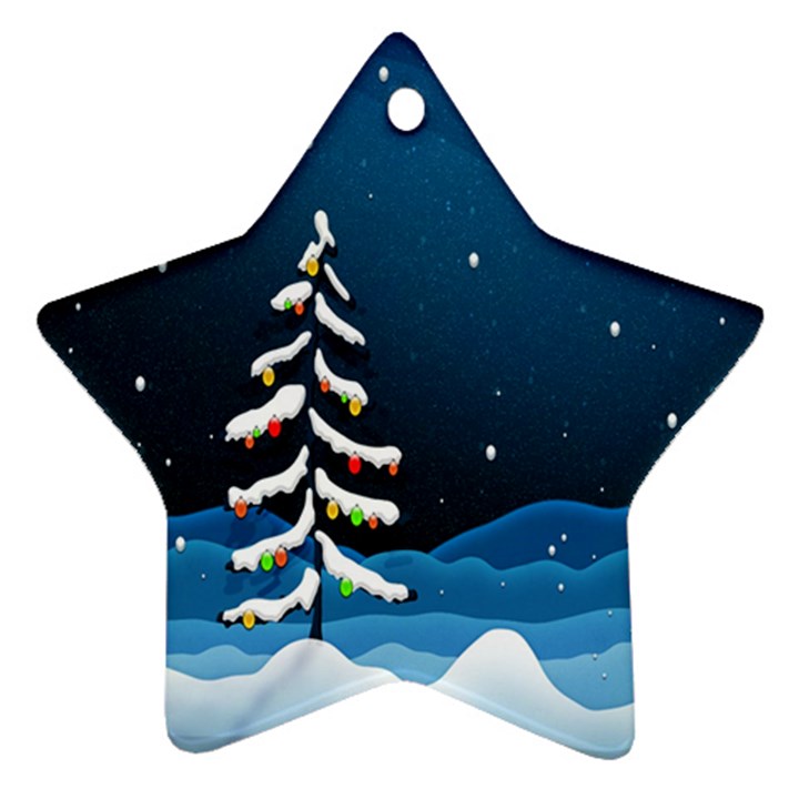 Christmas Xmas Fall Tree Star Ornament (Two Sides)