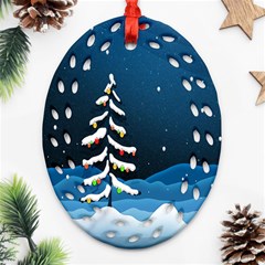 Christmas Xmas Fall Tree Oval Filigree Ornament (two Sides) by Nexatart