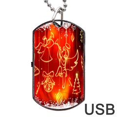 Christmas Widescreen Decoration Dog Tag Usb Flash (one Side) by Nexatart