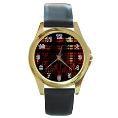 Christmas Advent Gloss Sparkle Round Gold Metal Watch by Nexatart