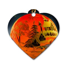 Christmas Bauble Dog Tag Heart (one Side) by Nexatart