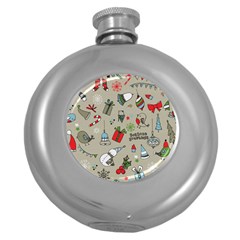 Christmas Xmas Pattern Round Hip Flask (5 Oz) by Nexatart