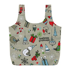 Christmas Xmas Pattern Full Print Recycle Bags (l) 