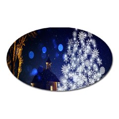 Christmas Card Christmas Atmosphere Oval Magnet by Nexatart