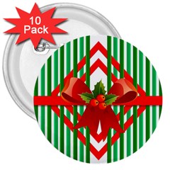 Christmas Gift Wrap Decoration Red 3  Buttons (10 Pack)  by Nexatart