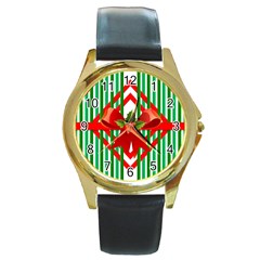 Christmas Gift Wrap Decoration Red Round Gold Metal Watch by Nexatart