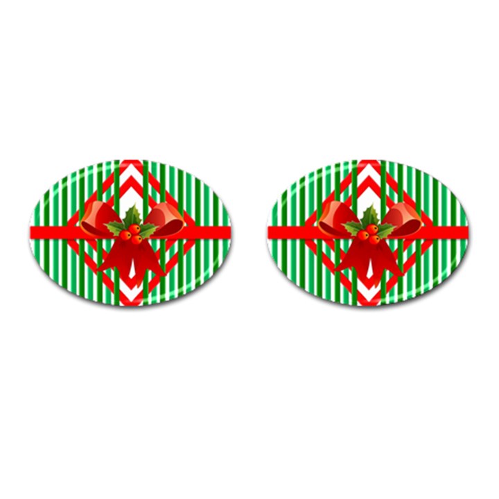 Christmas Gift Wrap Decoration Red Cufflinks (Oval)