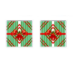 Christmas Gift Wrap Decoration Red Cufflinks (square) by Nexatart