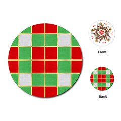 Christmas Fabric Textile Red Green Playing Cards (round)  by Nexatart