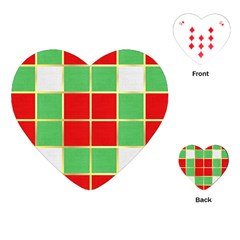 Christmas Fabric Textile Red Green Playing Cards (heart)  by Nexatart